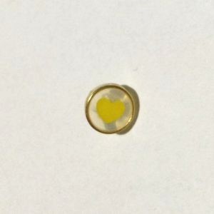 Transparent  Rund knapp Hjärta ögla 10 mm Gul