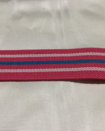 styvt resårband Rosa/vit/blå 25 mm