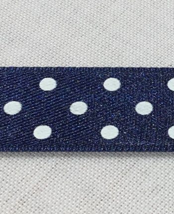 Dekorband satin Polka dots marin15 mm
