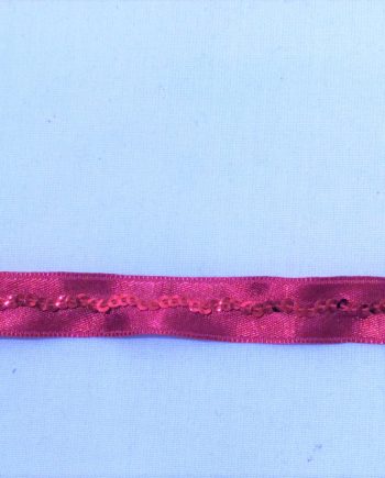 Rosa sidenband med paljetter 15 mm