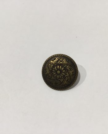 Rund Bronsfärgad och mönstrad metallknapp med ögla 15 mm