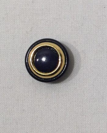 Marinblå och guldfärgad knapp med ögla 17 mm