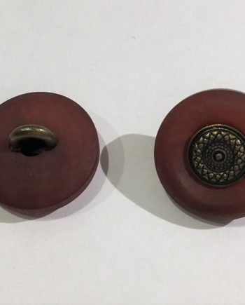 Mörkröd/vinröd knapp med metallinlägg ögla 20 mm