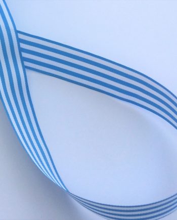 Stripes blått/vit Dubbelsidigt  Satinband  16 mm