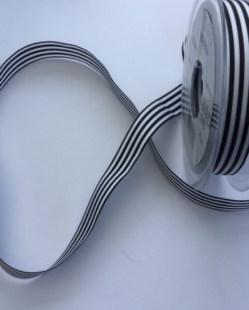 Stripes svart/vit Dubbelsidigt  Satinband 100% polyester 16 mm
