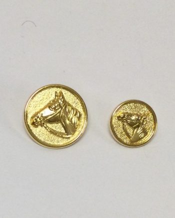 Guldfärgad metallknapp med ögla Häst 15 mm