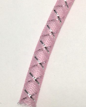Dekorband Rörband för danskläder 8 mm rosa och silver