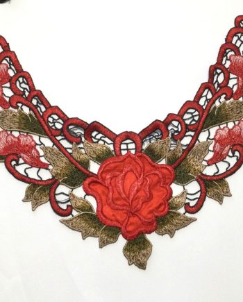 Red Rose Broderad Krage Infällning  dekorativ att sy på